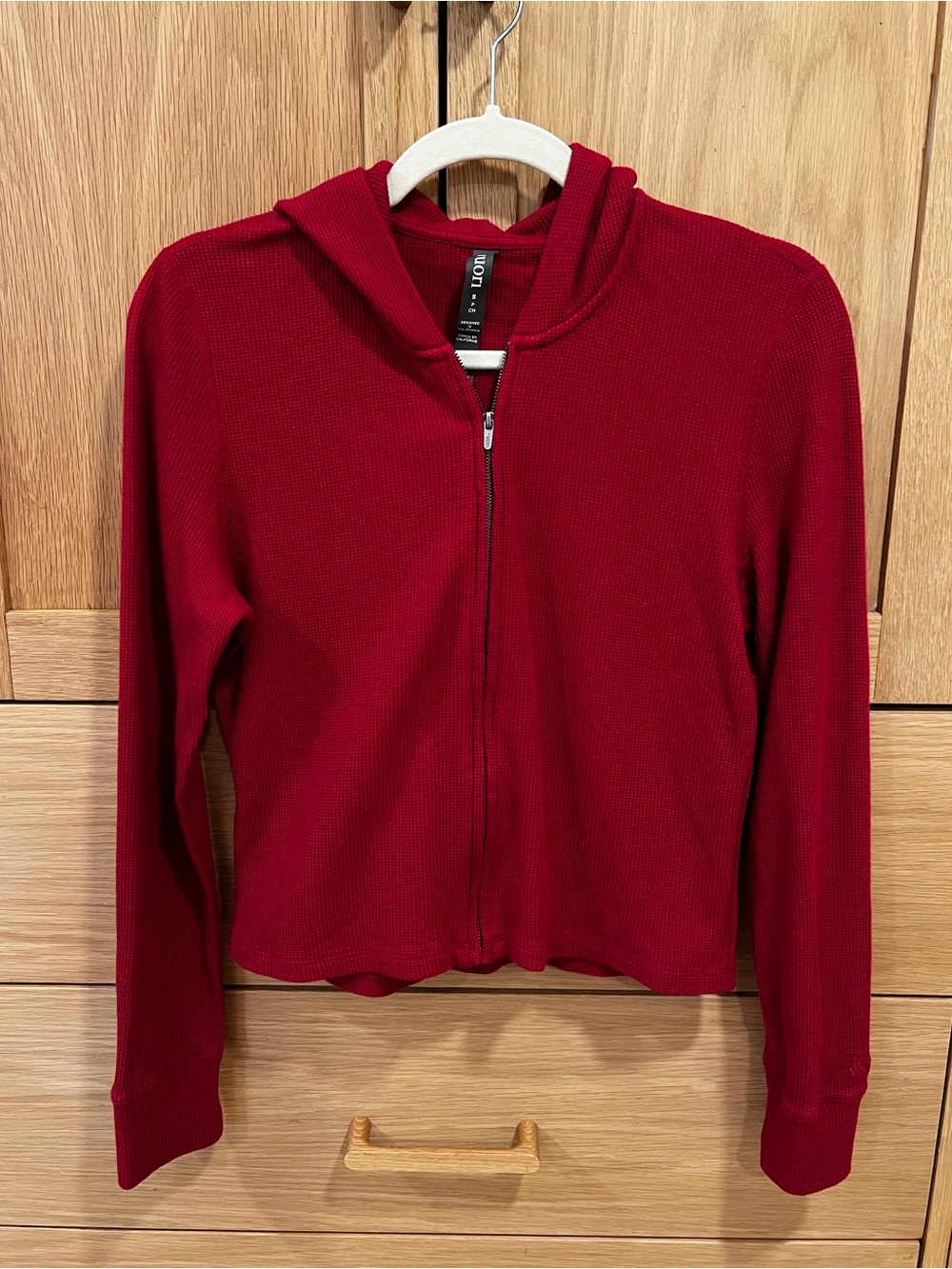 Vuori Waffle Full Zip Hoodie Sweatshirt Dark Red Size Small Active Athleisure